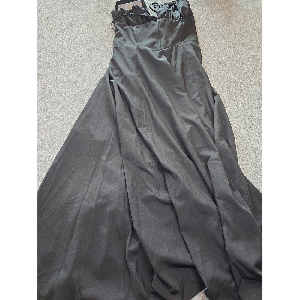 Parthea Womens Plain Rushed Boning Corset Milkmaid Dress Black Large